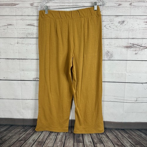 J Jill Pants Women Small Petite Mustard High Rise Purejill Pull on Wide Leg Crop - Picture 4 of 14