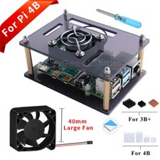 Acrylic Case with Cooling Fan Heatsinks for Raspberry Pi 4 Model B /3B / 3B/2B