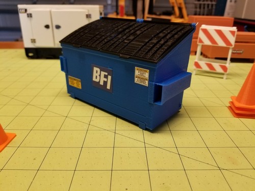 Custom Made BFI Miniature 2-yard Dumpster at 1:14 Scale for RC Construction - Picture 2 of 4