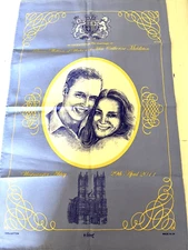 Prince William & Catherine Wedding Souvenir Tea Towel April 29, 2011 NOS