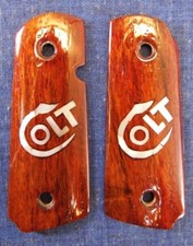 1911 COMPACT COLT MOTHER OF PEARL INLAY Wood Hand Carved Grips NOS AWESOME 