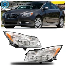 Headlights Headlamps Left&Right Chrome For 2011 2012 2013 Buick Regal Halogen