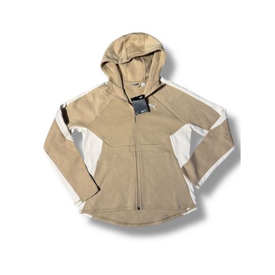 PUMA Evostripe FZ Hoodie Moisture Wicking Athletic Jacket Prairie Tan White Sz M