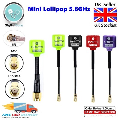 Lot De 2 Antennes 5.8GHz 2.3dBi Pour Drone FPV - UFL, RHCP, Gain élevé
