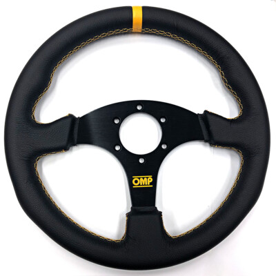 13'' Racing JDM Car Yellow Stitching Leather Deep Dish Drift Sport Steering Wheel