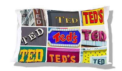 TED Personalized Pillowcase featuring the name in photos of actual signs
