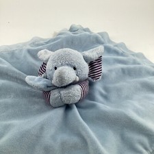 Carters Lovey Elephant Plush Blue Soft Satin Security Lovey Blanket Toy
