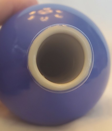 Jarrón antiguo chino en polvo azul esmaltado botella 4,5" - Imagen 9 de 12