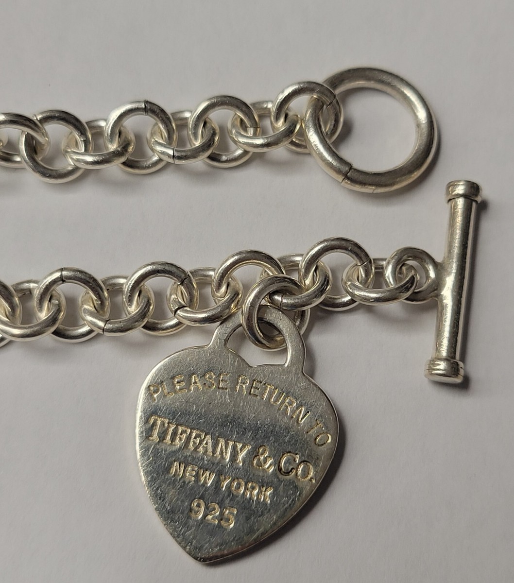 Tiffany And Co Sterling Silver Bracelet With Heart 7.5