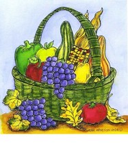 Thanksgiving Harvest Basket Wood Mounted Rubber Stamp NORTHWOODS PP11543 New