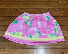 Lilly Pulitzer Girls Patchwork Pink Skirt Youth Size 7 Preppy Floral Cotton