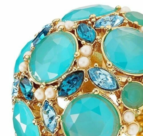 Brazalete Brazalete Kate Spade Puño Perla Belle Flor Verde Azul Dorado Audaz Gy Foto 2 de 4