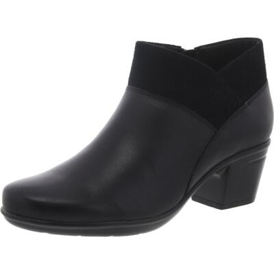 Clarks Womens EMSLIE ESSEX Black Leather Ankle Boots 9.5 Medium (B,M) BHFO 1124