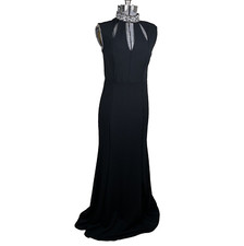 La Scala Gown Black Size Small Stretch Keyhole Neck Jeweled