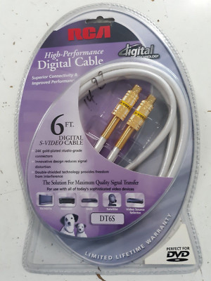 RCA 6 ft high performance 24K gold digital S-video cable DT6S...NEW