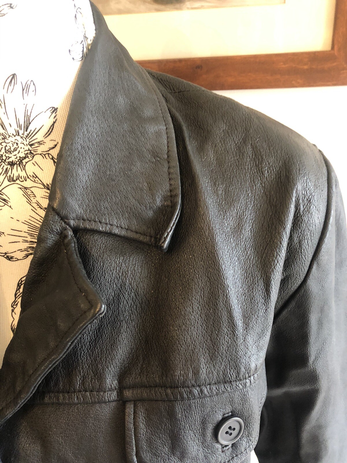 Outer Edge Real Leather Jacket Button Front Size … - image 5