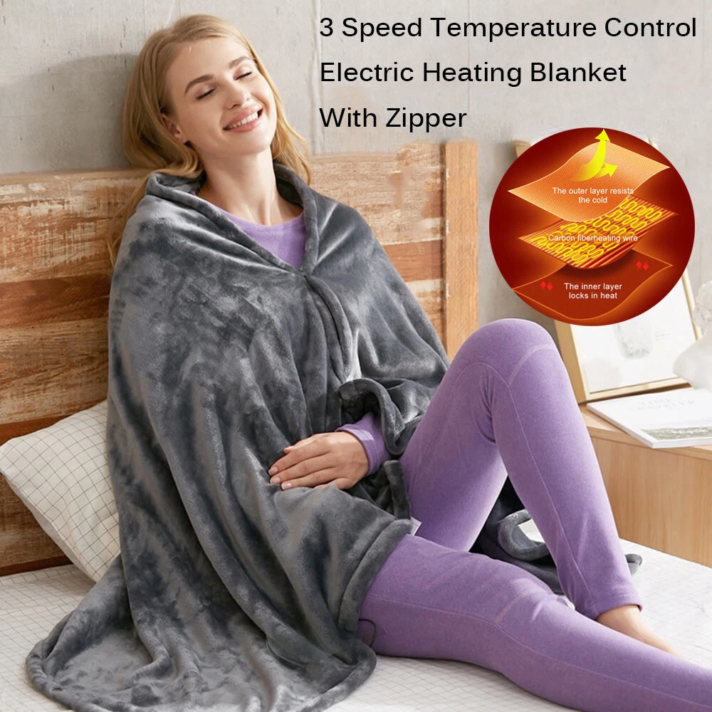 Electric Heated Blanket Washable Soft Throw Plush Winter 32x59u0026#034; Shawl  W/ Zipper | eBay