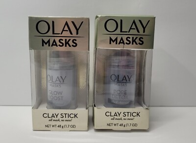 Olay Masks Glow Boost White Charcoal & Pore Detox Black Charcoal 2-PACK (1.7)NEW