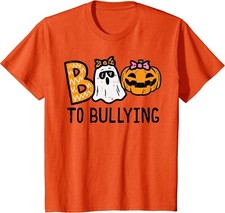 Boo Anti Bullying Funny Halloween Orange Unity Day Youth Unisex T-shirt