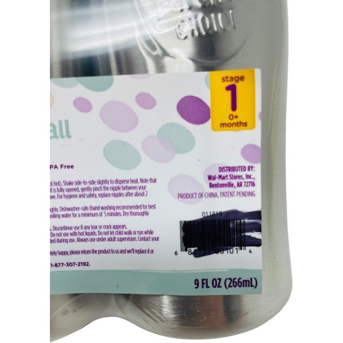2-Pack 9 oz Single Wall Baby Bottle Stainless Steel Parent's Choice New Stage 1 - Picture 4 of 4