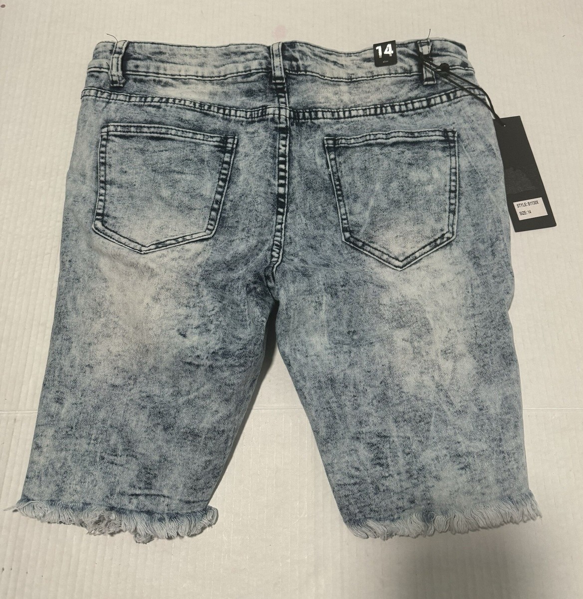 Womens Bamboo Jeans Shorts Size 14 Denim Distressed Light