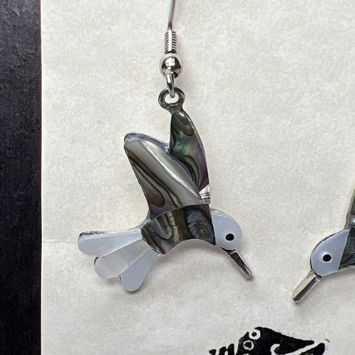 Indigenous Hands Handcrafted Hummingbird Dangle Earrings Nahuatl Indians Mexico - Picture 2 of 6