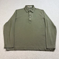 Criquet Shirt Men Large Green Long Sleeve Collared Golf Polo Outdoors Sports