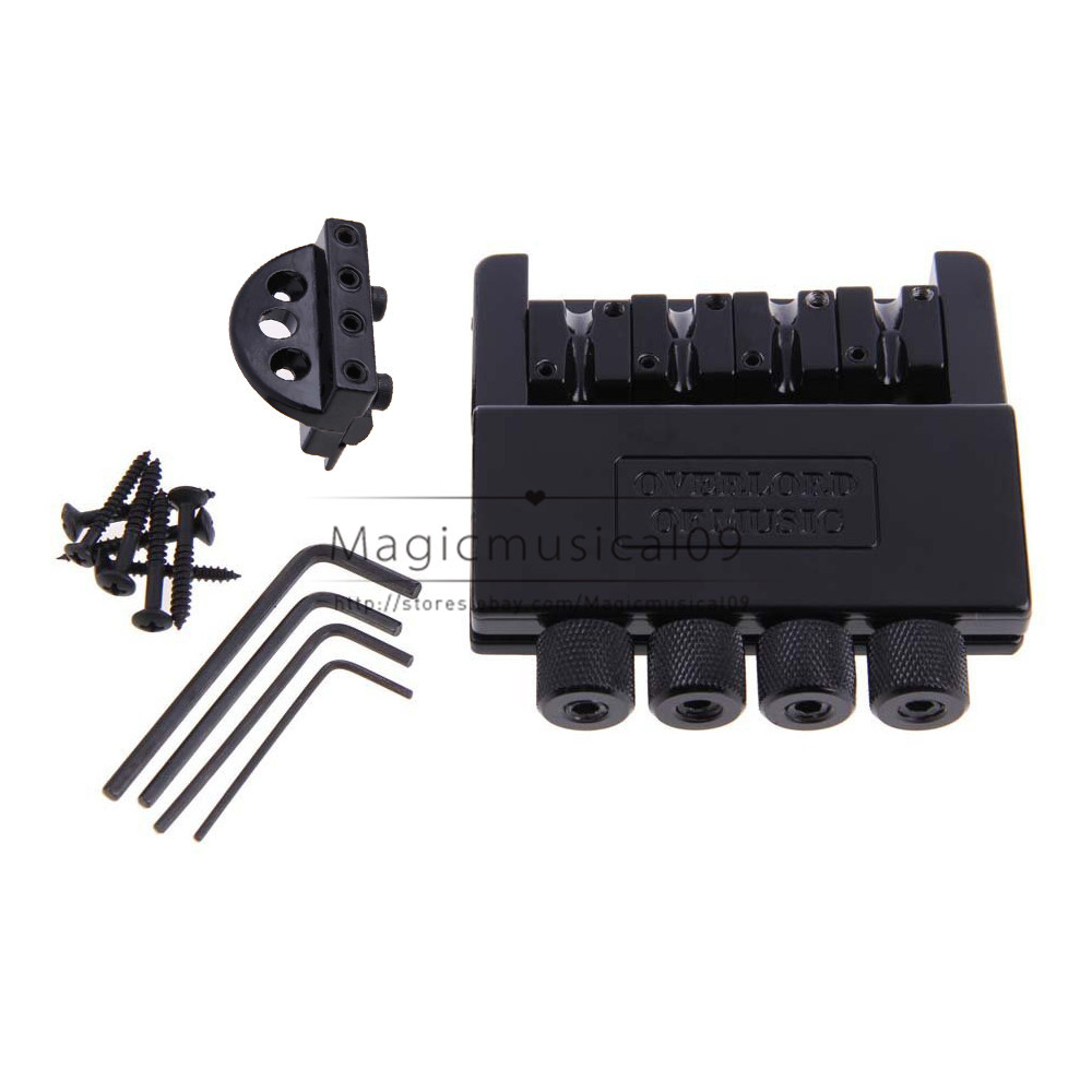 Set Black 4 String Headless Bass Guitar Bridge System Guitar Parts eBay