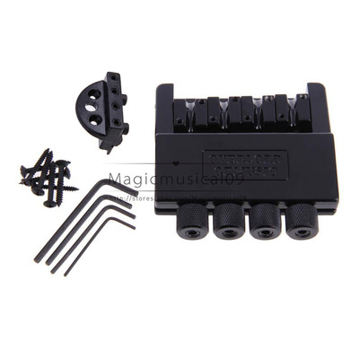 Set Black 4 String Headless Bass Guitar Bridge System Guitar Parts