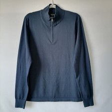 Nordstrom Men's Navy Blue Tech-Smart Wool Blend Mock Neck Sweatshirt Sweater L