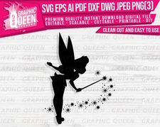 Tinkerbell digital logo SVG Magic Cinderella Disney vector file Cricut PNG PDF