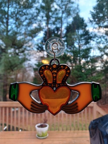 Set Of 3 Irish Stained Glass Ornaments Vintage Sun Catcher St Patrick's Day - Picture 4 of 11