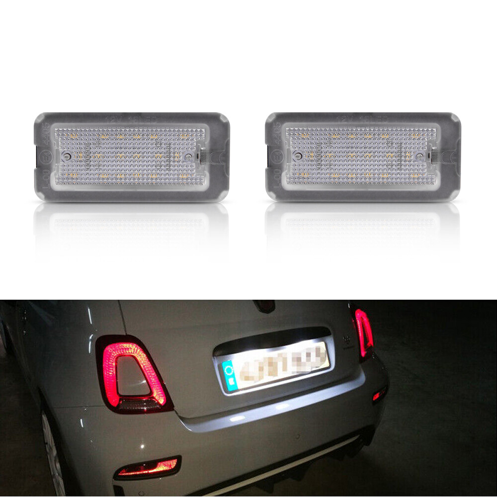 2x White LED Number License Plate Light For Euro Spec Fiat 500 2007