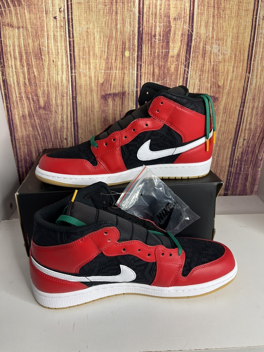 red and black christmas jordans