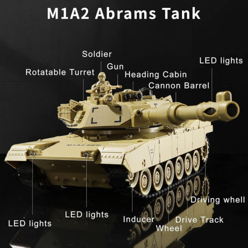 Fernbedienung Panzer 2. Weltkrieg M1A2 Abrams Militär Armee Spielzeug 1:28 RC mit Soldaten RC - Bild 5 von 7