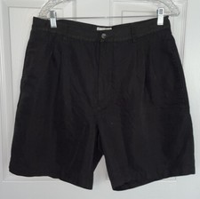 Slazenger Men  s Sz 34 Black Rayon Blend Pleated Front Chino Golf Shorts EUC