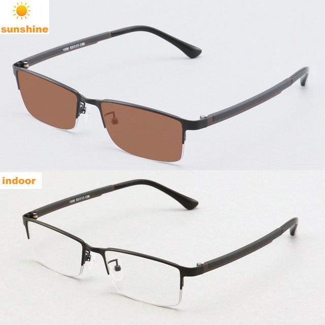 Men's Photochromic lens Half Rimless Reading Glasses +1.0 +4.0 Single Vision eBay