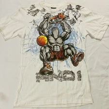 Vintage AND1 Basketball Slam Dunk Graphic White tee Shirt  Size:Large