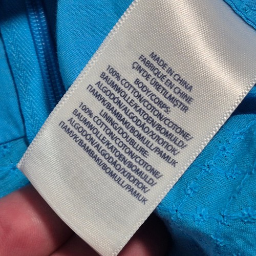 NWT POLO DRESS CHILDS SZ 14 SLEEVELESS BLUE WITH FLORAL TEXTURED EMBROIDERY - Picture 8 of 12
