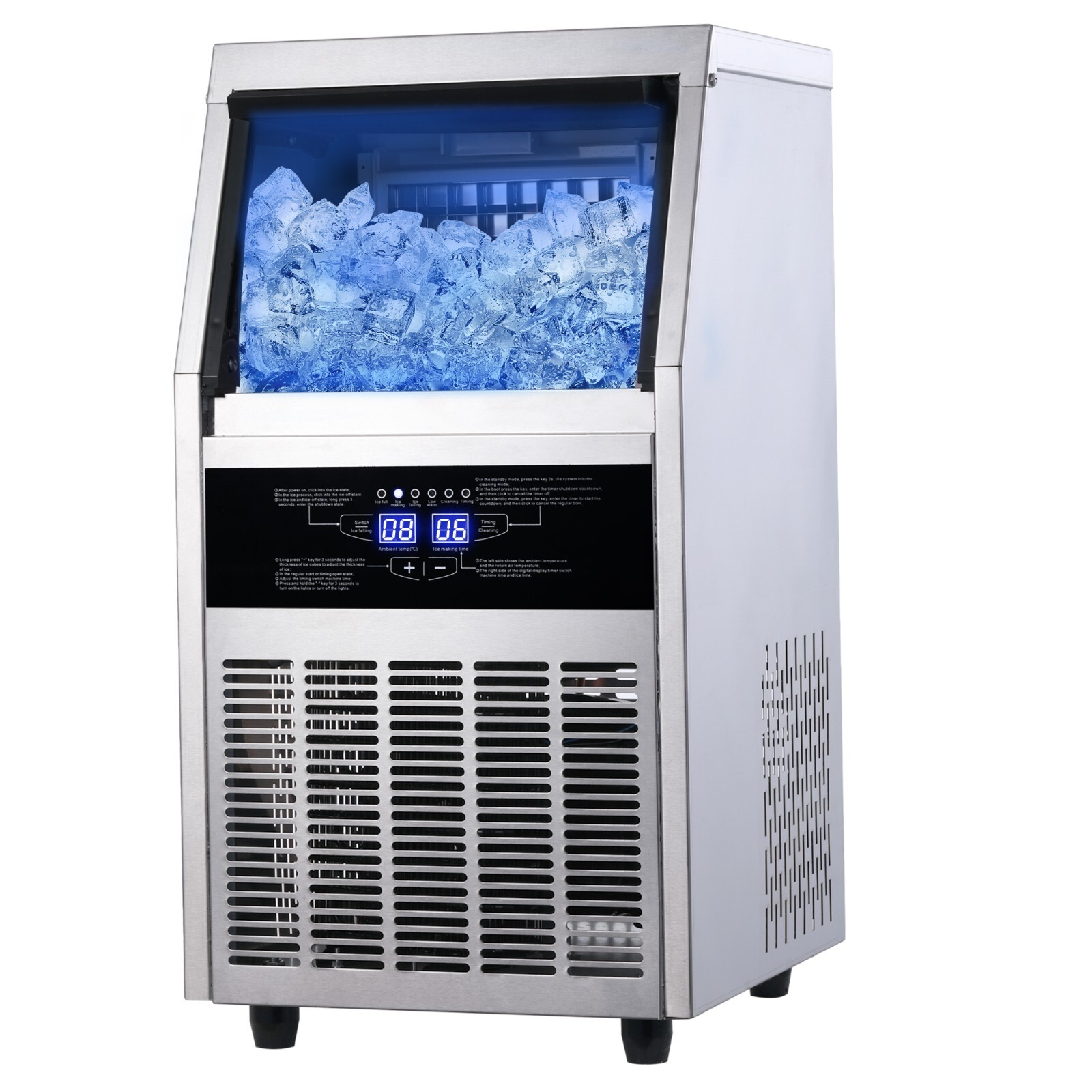 150lbs Commercial Ice Machine Bar Restaurant Ice Cube Maker Stainless