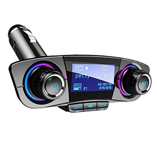 Bluetooth FM Transmitter Handfrees-Calling Radio Adapter Car Kit with Dual USB