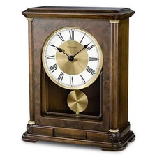 Bulova B1860 Vanderbilt Mantel Clock Warm Walnut