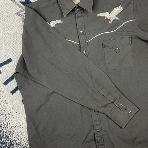 De Colección Ely Cattleman Western Eagle Perla A Presión Para hombres GRANDE Camisa Abotonada Vaquero - Imagen 4 de 13