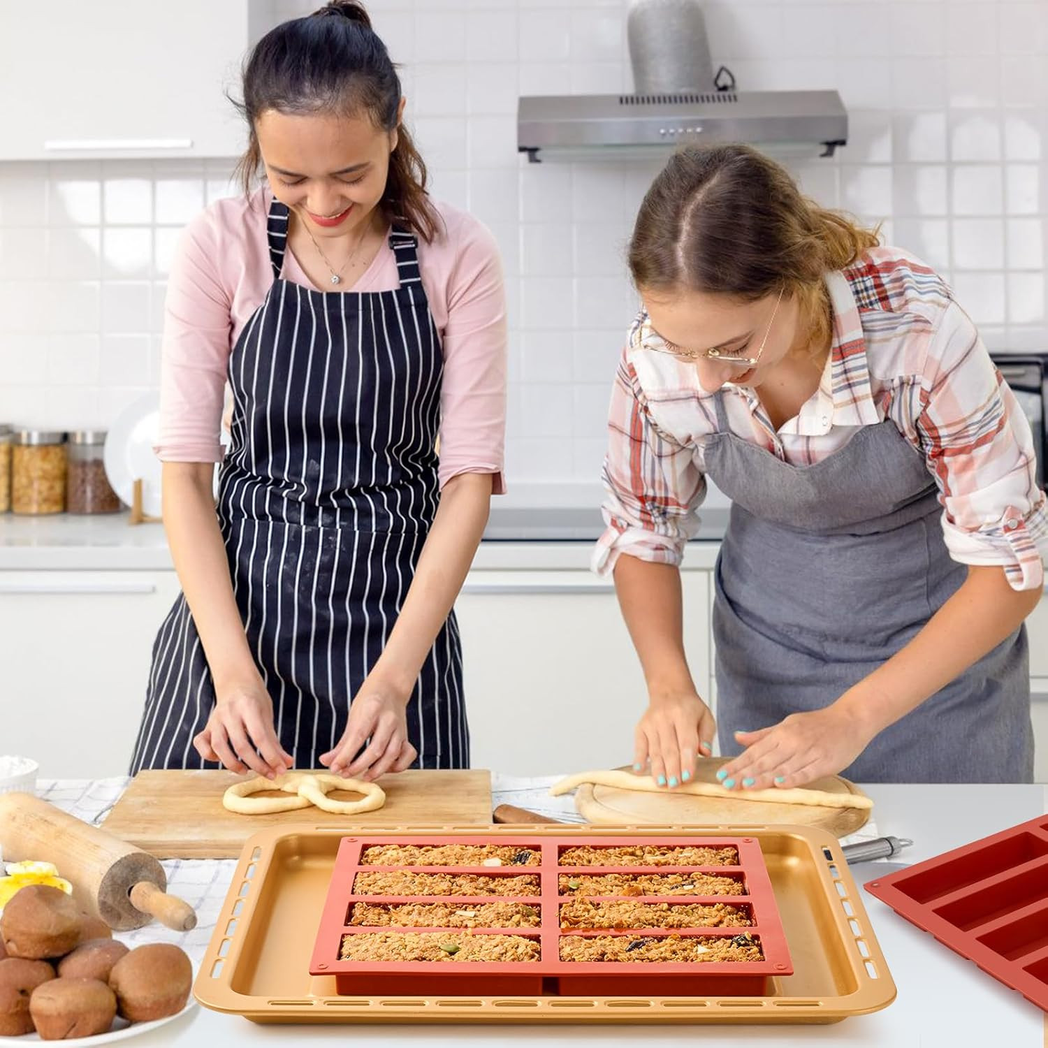 2 Pack Silicone Granola Bar Molds, 8 Cavity Rectangle Protein Bar Mold Silicone 