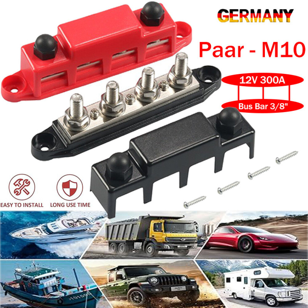 RED WOLF KFZ Verteilerblock Autobatterie Stromverteiler 4-Wege-Sicherungshalter für Auto Wohnmobil LKW Boot Marine Radio Audio Stromverteilerblock Abgesichert