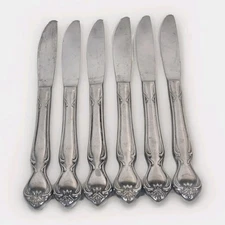 6 Ekco Eterna REGAL ROSE Stainless Custom Japan Dinner Knives Flatware