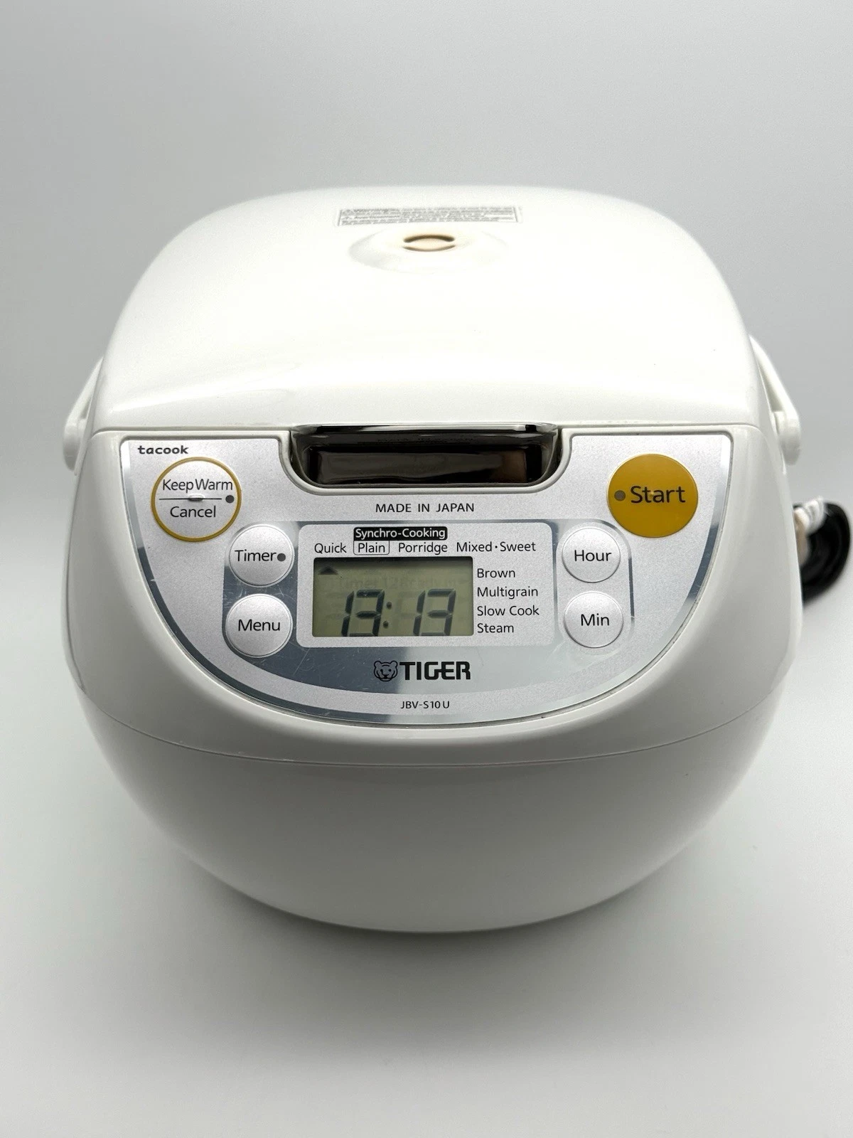 Tiger JBV-S10U 5.5 Cup Microcomputer Rice Cooker Warmer White Made in Japan