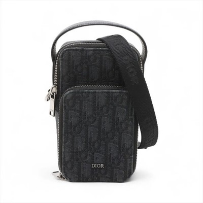 Dior Oblique riders micro pouch canvas x leather Shoulder bag Navy