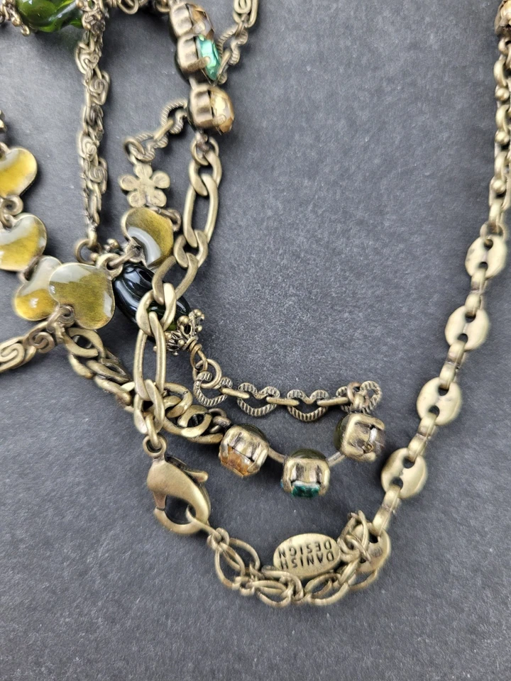 Pilgrim Danish Design Extra Long Metal Multicolored Rhinestone Necklace 46" - Image 3 of 4