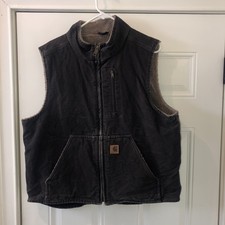 Carhart men  s fleece lined vest brown size large